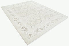 3x4 ft Hand Knotted Beige, Wool Area Rug. Turkish Floral Motif Accent Rug
