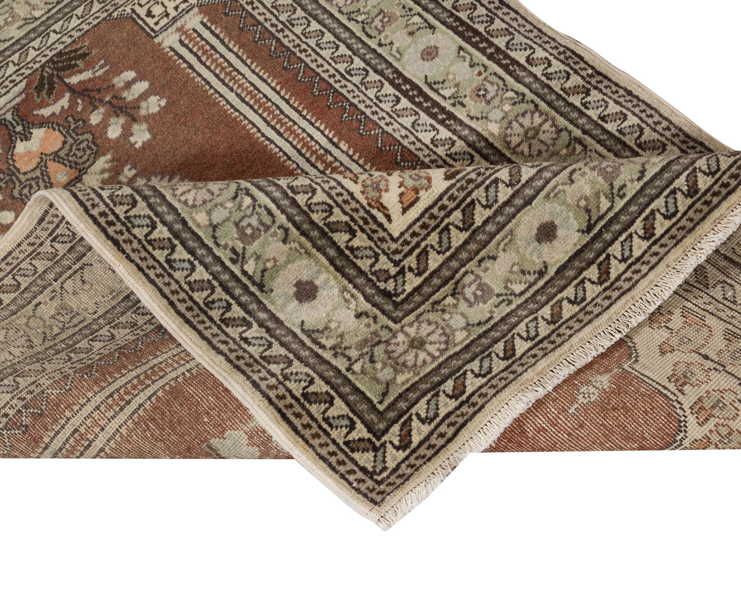 3x4 Ft Handgefertigter türkischer Kayseri Gebetsteppich, 100 % Wolle, Vintage-Gebetteppich (Rustikal) im Angebot