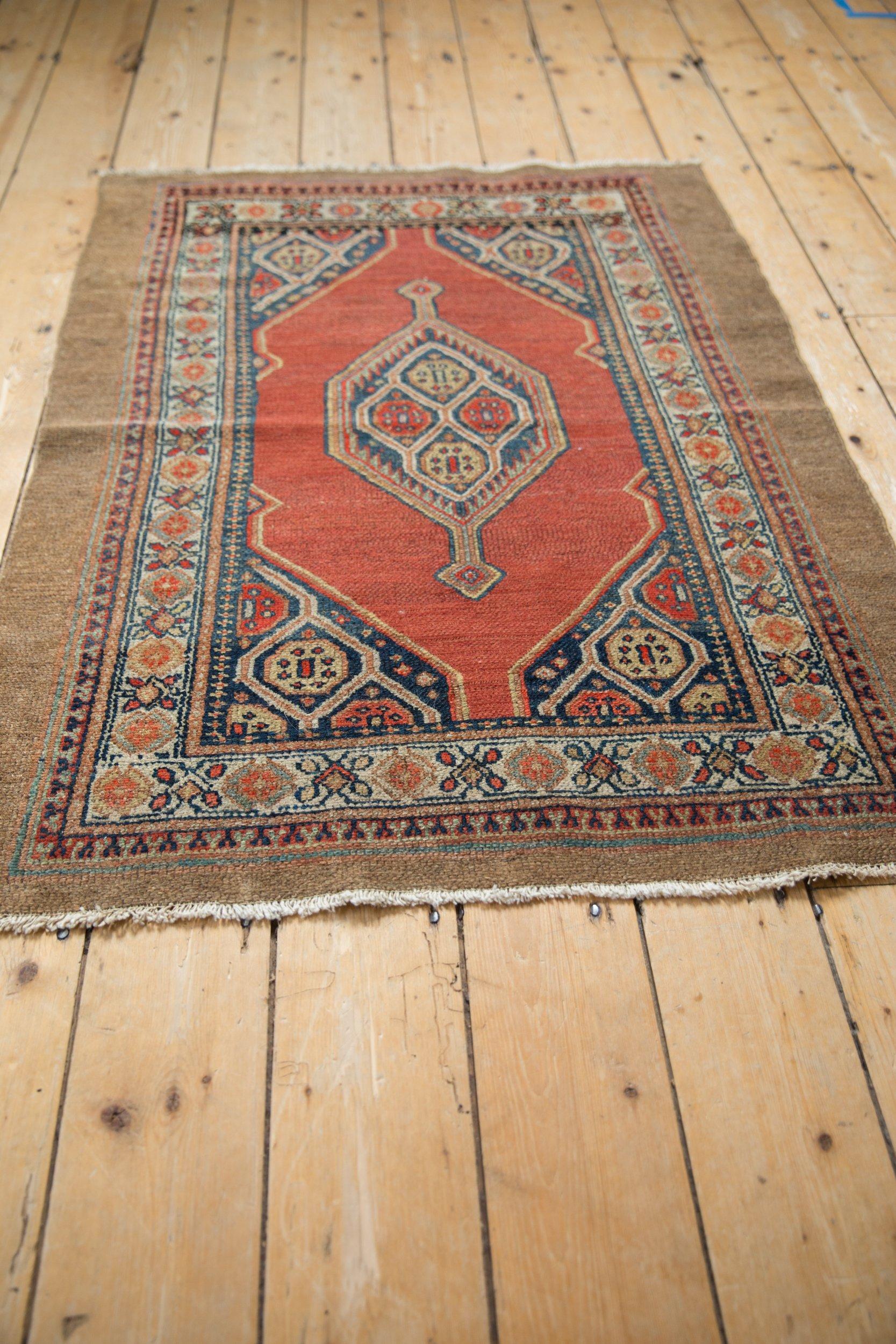 Early 20th Century Vintage Fine Camel Hair Serab Square Rug For Sale