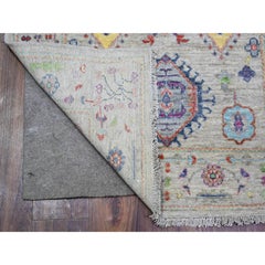 3'x4'10" Beige, Finer Peshawar with Karajeh Design, Pure Wool Hand Knotted Rug