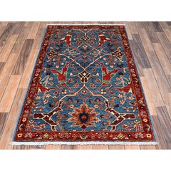 3'x4'10" Blue Bijar Garus Design High Mountain Wool Hand Knotted Oriental Rug