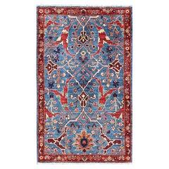 3'x4'10" Blue Bijar Garus Design High Mountain Wool Hand Knotted Oriental Rug
