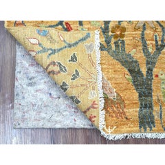 3'x4'10" Marrone Peshawar Birds of Paradise Design Tappeto Orientale in Lana Annodato a Mano