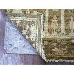 3'x4'10" Coffee Brown Afghan Angora Oushak Tree Design Tapis en laine noué à la main