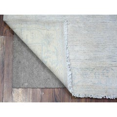 3'x4'10" Cream Color, Hand Knotted, White Wash Peshawar 100% Wool Rug