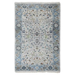 3'x4'10" Alfombra Oriental Oushak Anudada a Mano de Lana de Tejido Denso Gris Ganso
