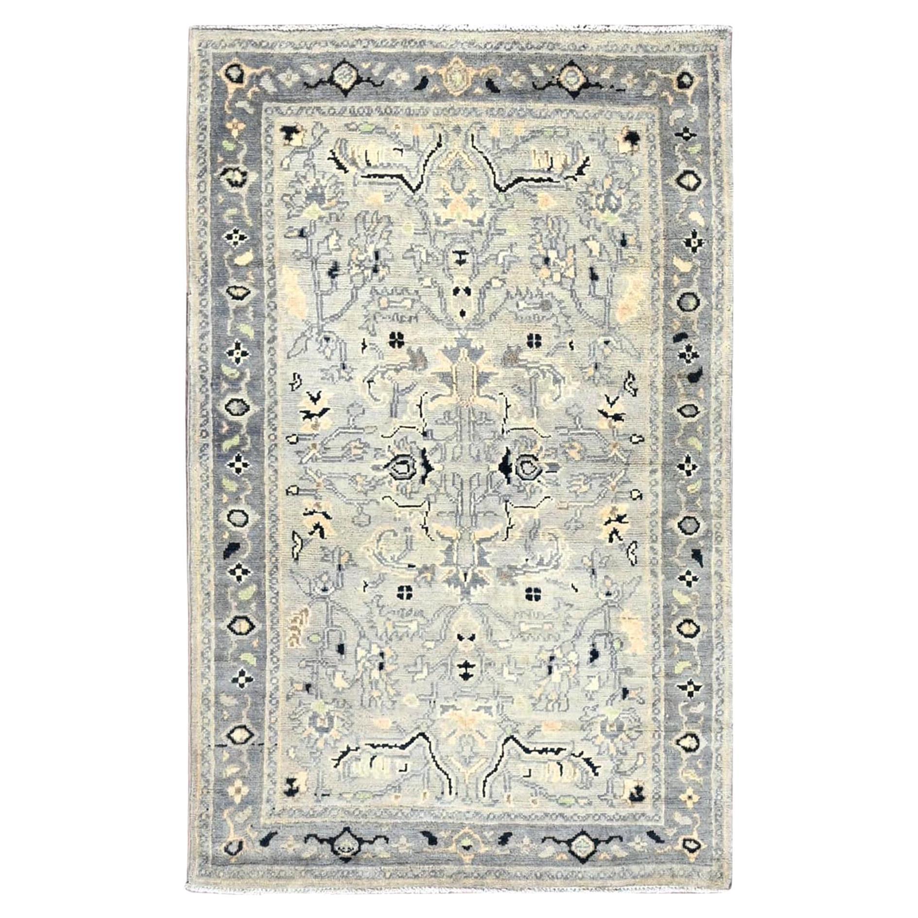 3
x4
10" Grandma Gray Extra Soft Wool Seeripe Heris Hand Knotted Oriental Rug For Sale