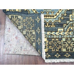 3'x4'10" Gray Afghan Ersari with Elephant Feet Design Hand Knotted Wool Rug