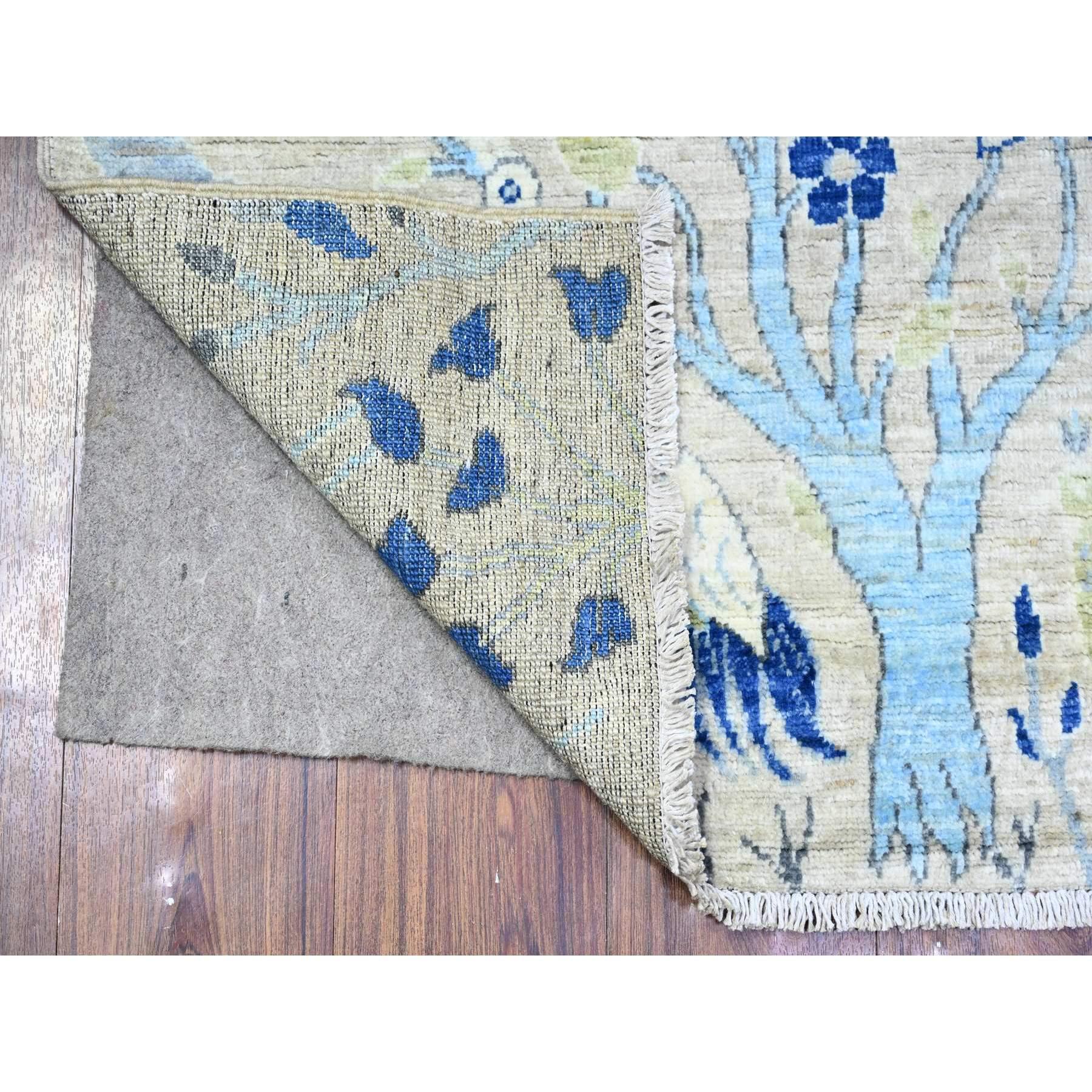 Gainsboro Gray, Vegetable Dyes, 100% Wool, Afghan Peshawar with Birds of Paradise, Hand Knotted, Oriental Rug
Primary materials: Wool
Latex: No Pile 
height: 0.25 Inches
Style: Transitional
Primary color: Grey
Secondary colors: Green, Blue, Charcoal