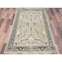 3'x4'10" Ivory Densely Woven Natural Dyes Hand Knotted Seeripe Heris Rug