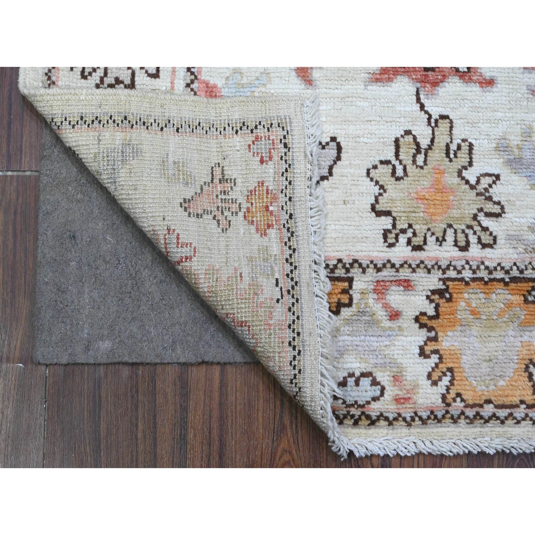 This is a truly genuine one-of-a-kind Angora Oushak, Hand Knotted, Pure Wool, Oriental Rug. It has been Knotted for months and months in the centuries-old weaving craftsmanship techniques by expert artisans.
Primary materials: Wool 
Latex: No Pile