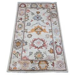 3'x4'10" Lexicon White Village Medallions Angora Oushak Oriental Rug