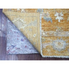 Tappeto in lana annodato a mano 3'x4'10" marrone chiaro Afghan Angora Oushak Leaf Design