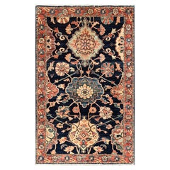 3
x4
10" Midnight Blue Northwest Persian with Leaf Design Hand Knotted Wool Rug