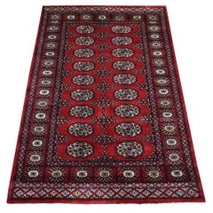 3
x4
10" Organic Wool Hand Knotted Mori Bokara Deep Red Oriental Rug