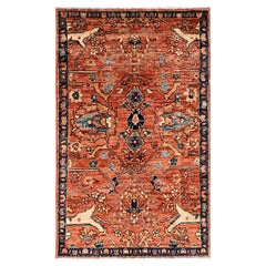 3
x4
10" Peach Color Aryana Grade Bijar Garus Design Hand Knotted Pure Wool Rug