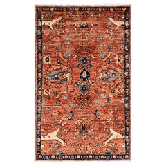 3'x4'10" Peach Color Aryana Grade Bijar Garus Design Hand Knotted Pure Wool Rug