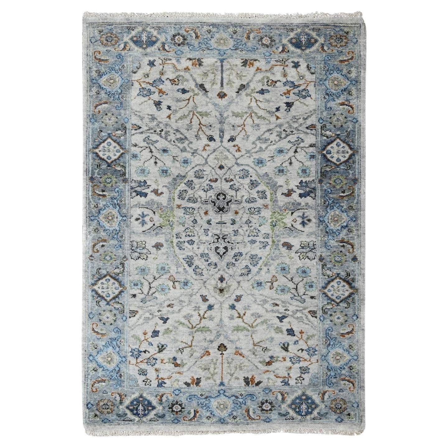 3
x4
10" Gris platine, tissage plus dense, Oushak, laine naturelle, tapis noué à la main