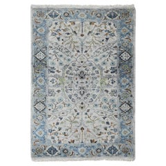 3
x4
10" Gris platine, tissage plus dense, Oushak, laine naturelle, tapis noué à la main