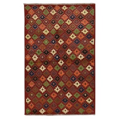3'x4'10" Red Colorful Afghan Baluch with Geometric Design Hand Knotted Wool Rug