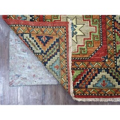 3'x4'10" Red Hand Knotted Afghan Ersari with Elephant Feet Design Pure Wool Rug