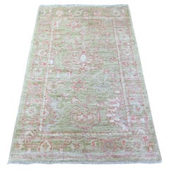 3
x4
10" Reseda Green, Afghan Angora Oushak, Hand Knotted, Soft Wool Rug