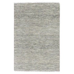 3'x4'10" Stone Eagle Gray Ungefärbte Wolle Gras Design Handgeknüpft Orientteppich