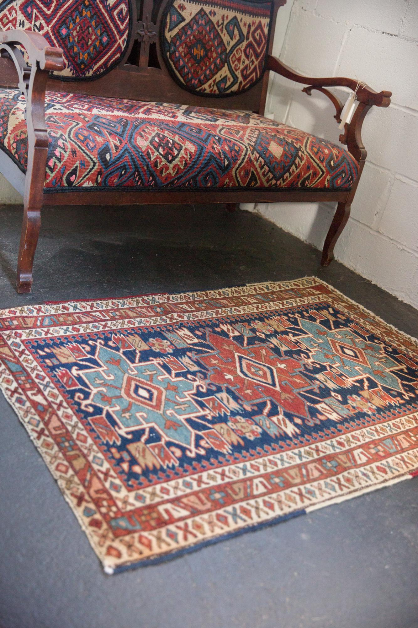 Early 20th Century Antique Heriz Rug