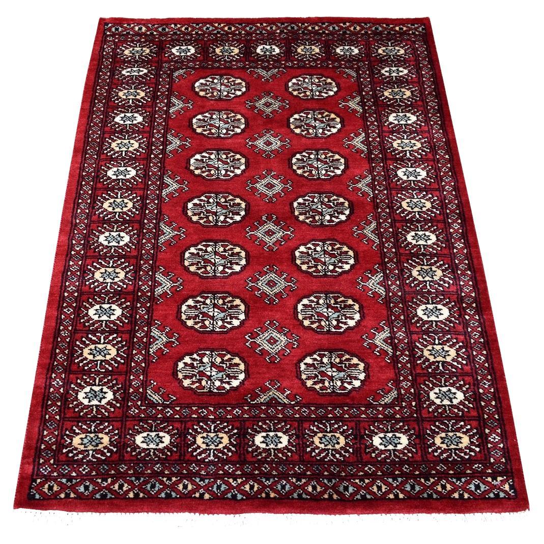 3
x4
5" Rouge profond Mori Bokara Pure Wool Hand Knots Rugs oriental