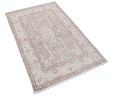Alfombra de acento tradicional anudada a mano de 3x4,6 pies. Alfombra de lana Floral en tonos suaves