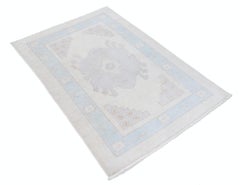 3x4.6 ft Traditional Hand Knotted Turkish Accent Rug. Muted Tone Wool Area Rug