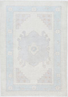 3x4.6 ft Traditional Hand Knotted Turkish Accent Rug. Muted Tone Wool Area Rug
