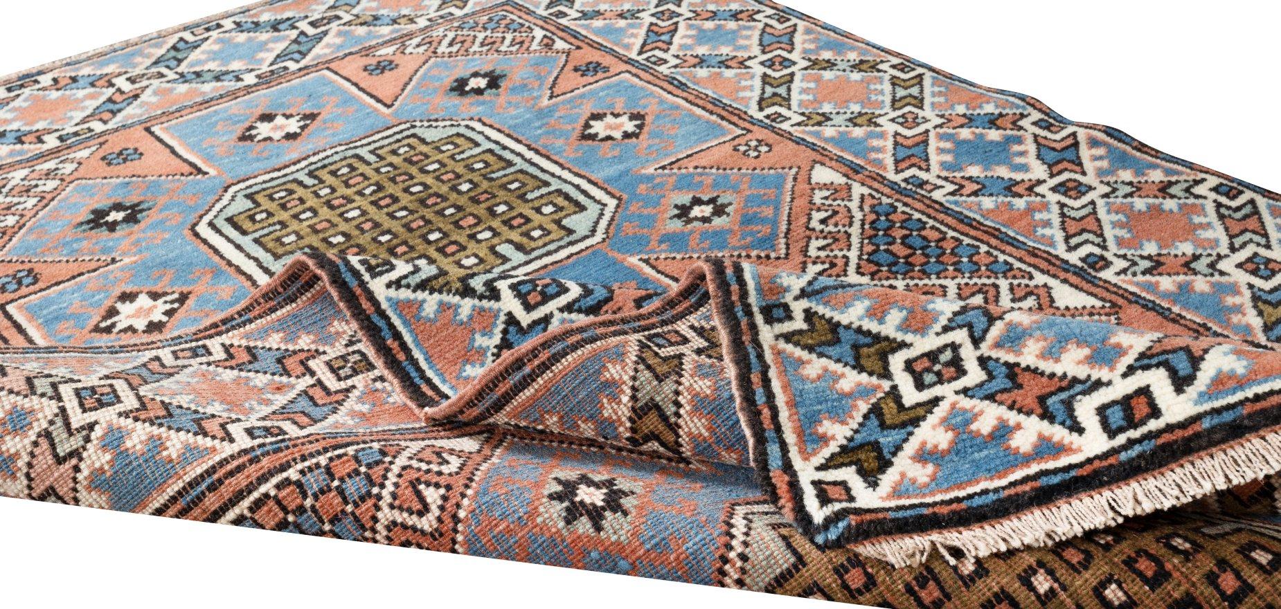 Tribal 3x4.6 Ft Vintage Handmade Geometric Turkish Accent Rug, Woolen Floor Covering For Sale