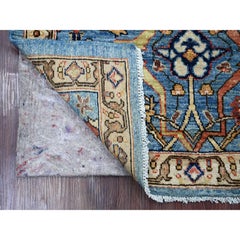 3'x4'7" Blue Peshawar with Bijar Garus Design Hand Knotted Soft Wool Rug