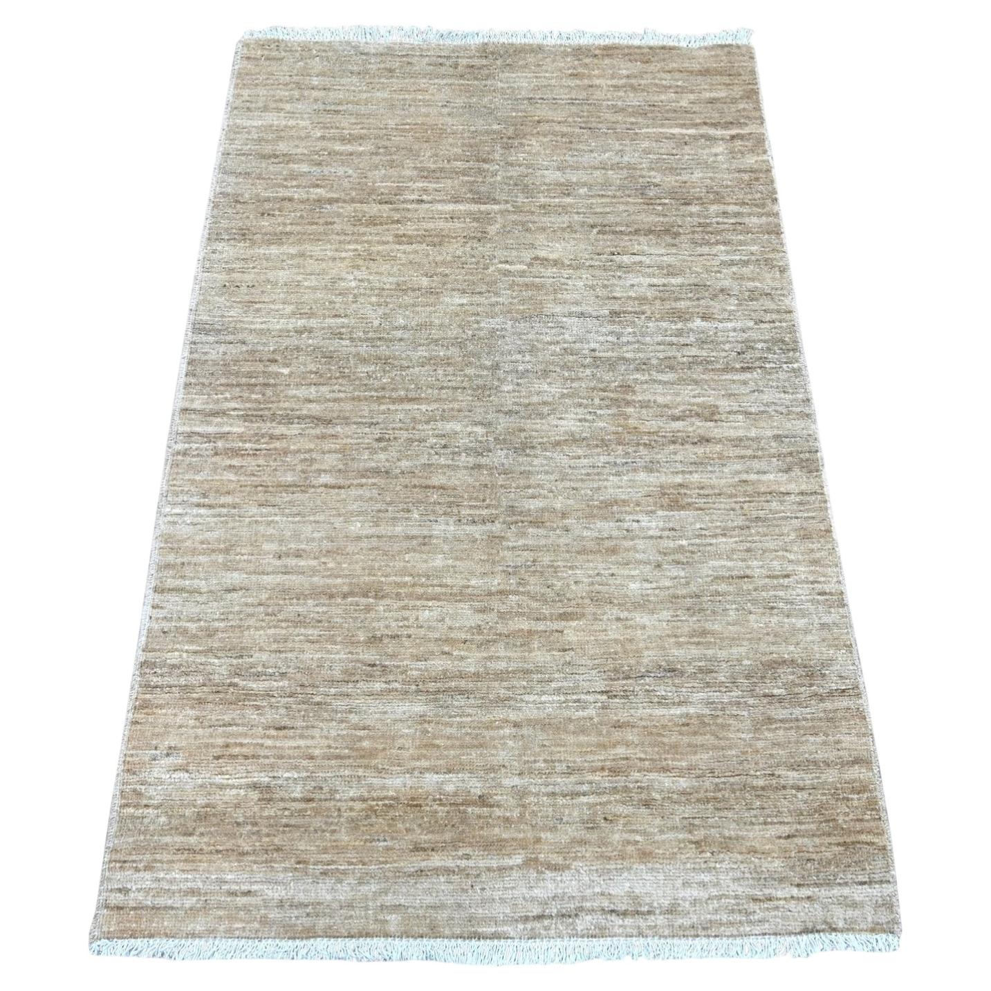 3'x4'7" Brown Plain Solid Pattern Hand Knotted Hand Spun Ghazni Wool Rug