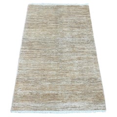 3'x4'7" Brown Plain Solid Pattern Hand Knotted Hand Spun Ghazni Wool Rug
