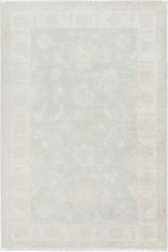 3x4.7 ft Traditional Hand Knotted Accent Rug. Floral Wool Area Rug in Soft Tones