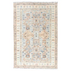 3'x4'7" Misty Gray Anatolian Village Design Turkish Knot Hand Knotted Wool Rug