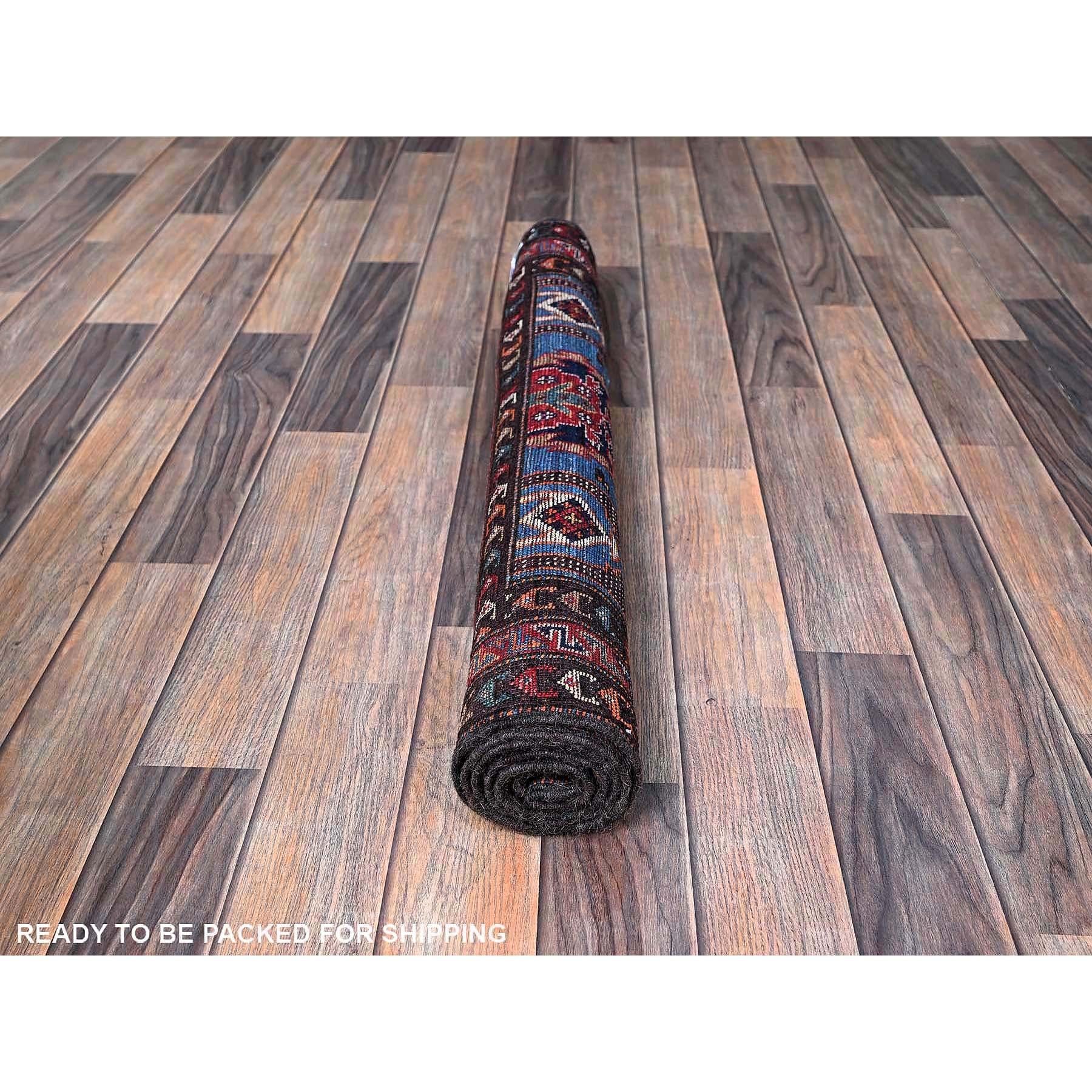 Noué à la main Tapis Ersari afghan bleu de style néo-caucasien noué à la main, 3'x4'8