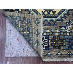 3'x4'8" Gray Afghan Ersari with Elephant Feet Design Hand Knotted Wool Rug