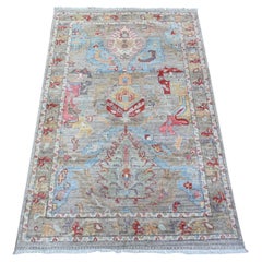 3'x4'8" Gray Fine Aryana Sultanabad Leaf Design Hand Knotted Wool Rug