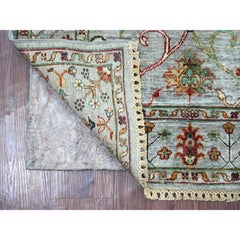 3'x4'8" Misty Gray Hand Knotted Afghan Sultani Pomegranate Design Wool Rug