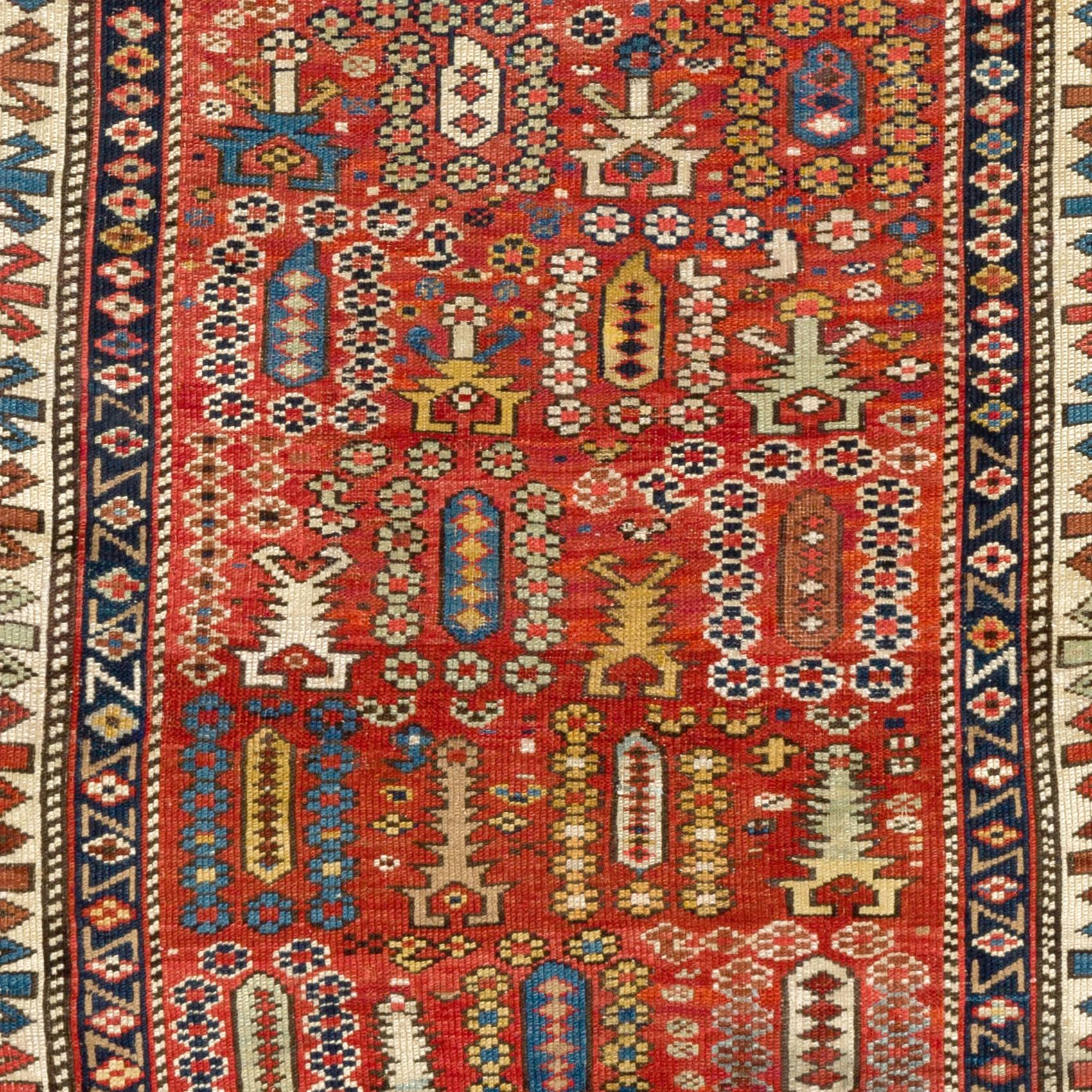 Hand-Knotted 3'x4'9'' Antique Caucasian Shirvan Prayer Rug For Sale