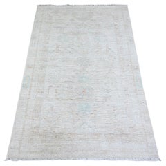 3'x4'9" Cascading White White Wash Peshawar Hand Knotted Wool Oriental Rug
