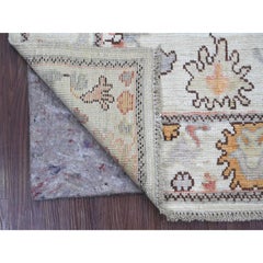 3'x4'9" Alfombra Oriental Daisy Blanca Hadn Anudada 100% Lana Angora Afgana Oushak