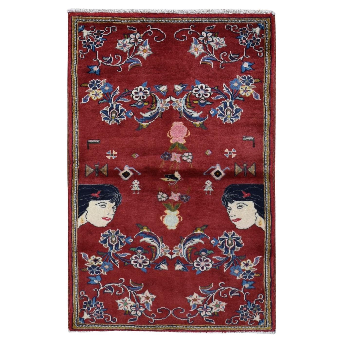 3
x4
9" Fire Brick Red, Tapis Persan Ardabil, Pure Wool Hand Knots Rugs en vente