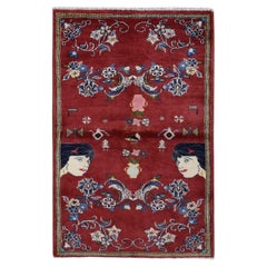 3'x4'9" Fire Brick Red, Persian Ardabil, Pure Wool Hand Knotted Rug