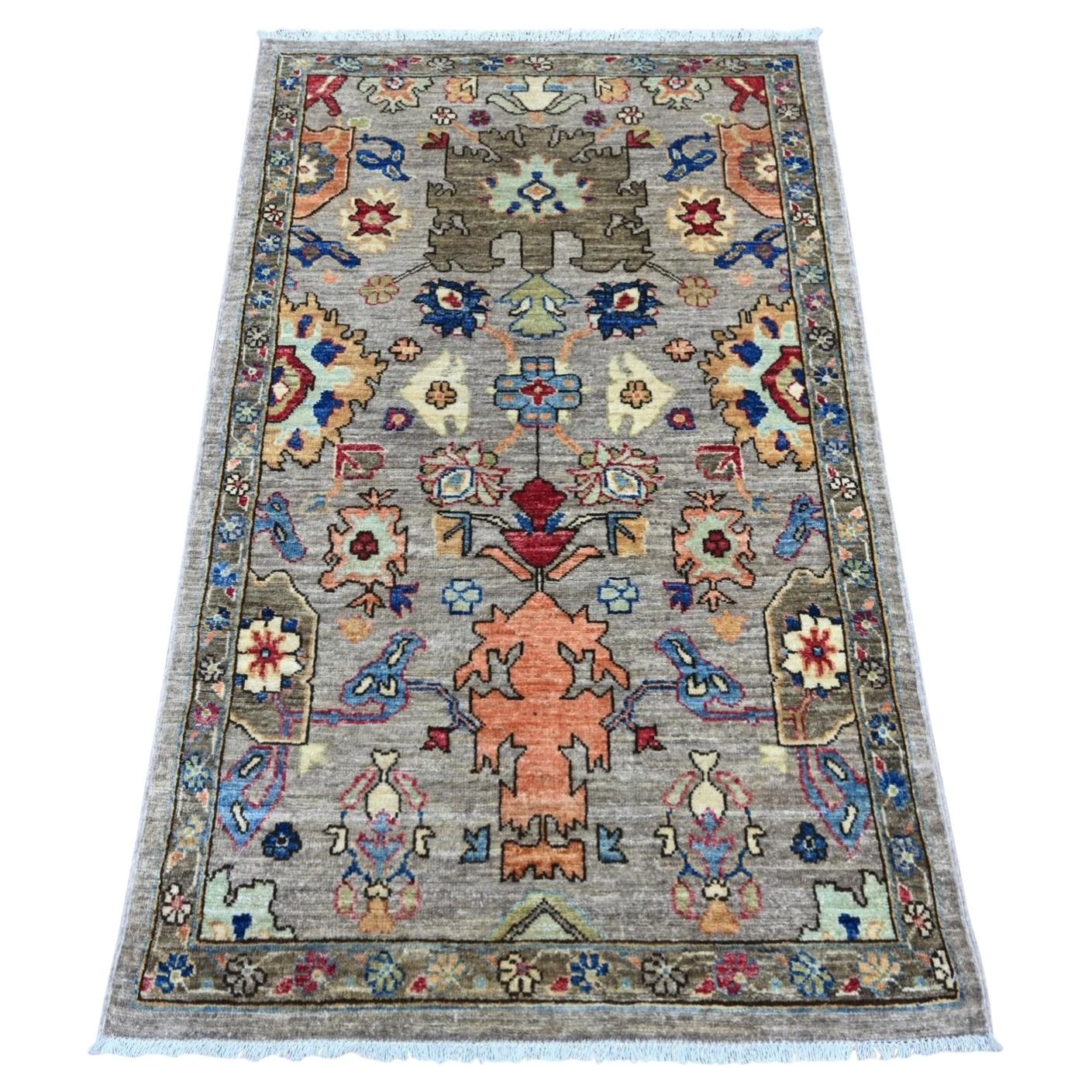 3'x4'9" Gray Heriz All Over Design Aryana Grade Hand Knotted Soft Wool Rug