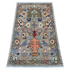 3'x4'9" Gray Heriz All Over Design Aryana Grade Hand Knotted Soft Wool Rug