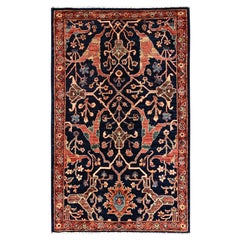 3
x4
9" Navy Blue Bijar Garus Design Hand Knotted Aryana Grade Pure Wool Rug